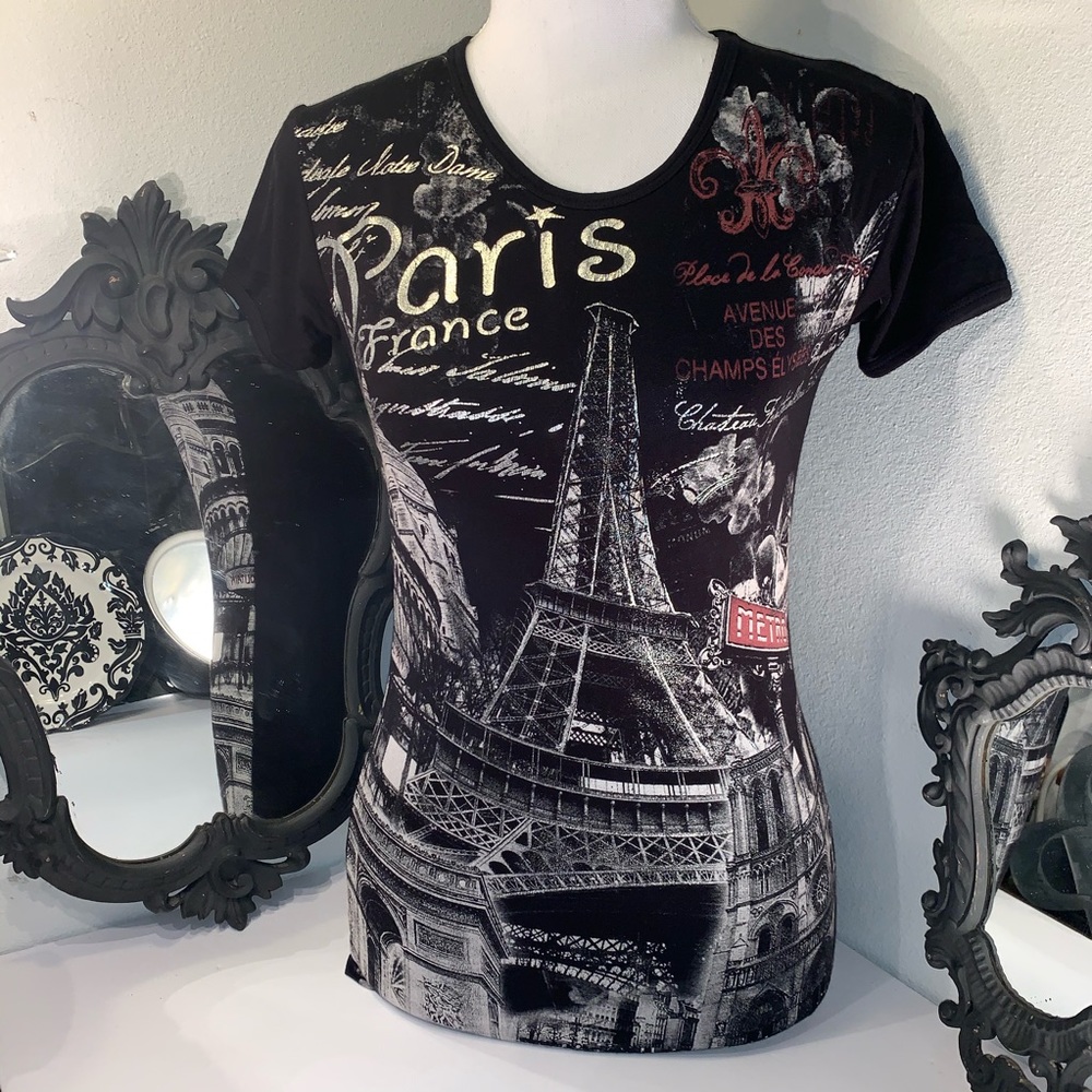 ATTITUDE PARIS Women’s Black Shortsleeve Cotton